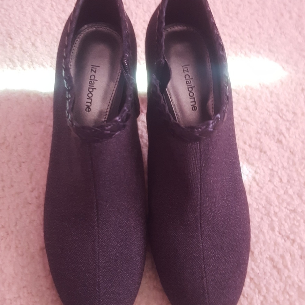 Charcoal gray booties heel shoes